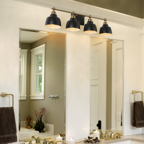 17 Stories Escarment 4 Light Black and Gold Vanity Light & Reviews